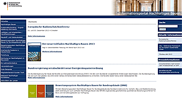 Start screen of website nachhaltigesbauen.de